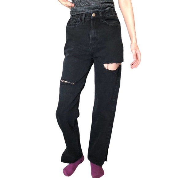 Prettylittlething Petite dark high-waisted distress jeans - Picture 7 of 15